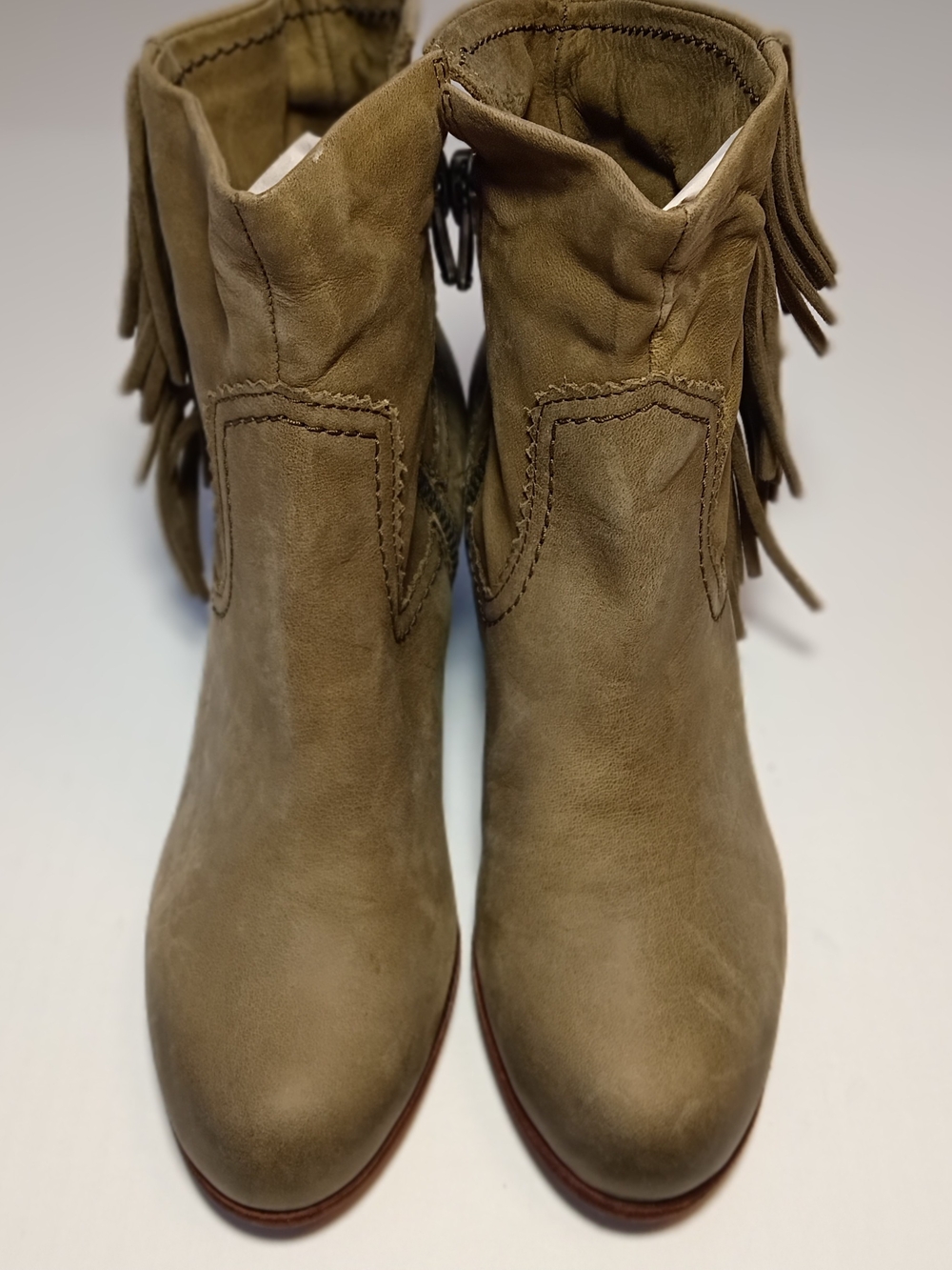Sam Edelman Green Western Fringe Ankle Boots Size 8